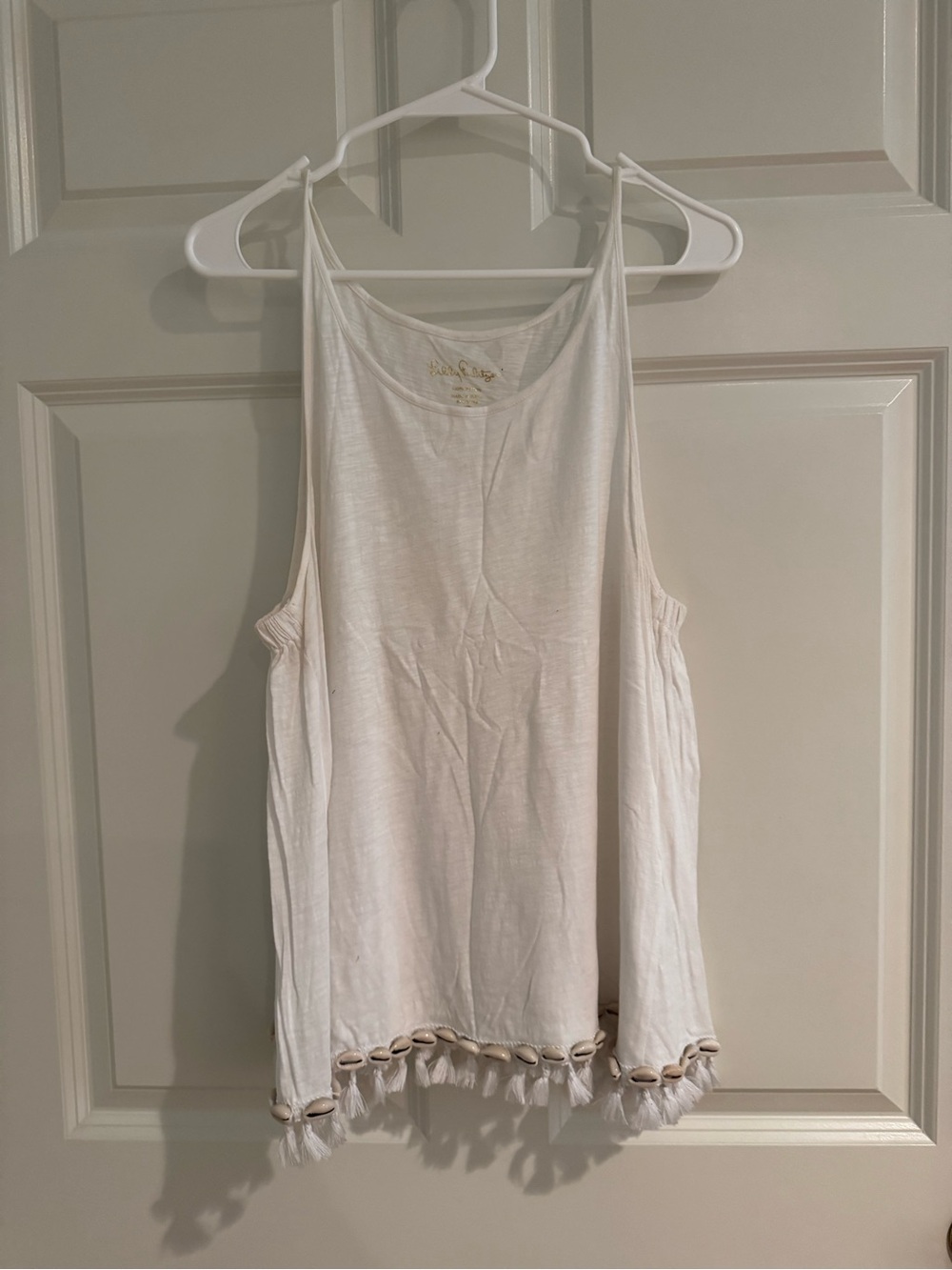 Women’s White Tassel Hem Tank Top